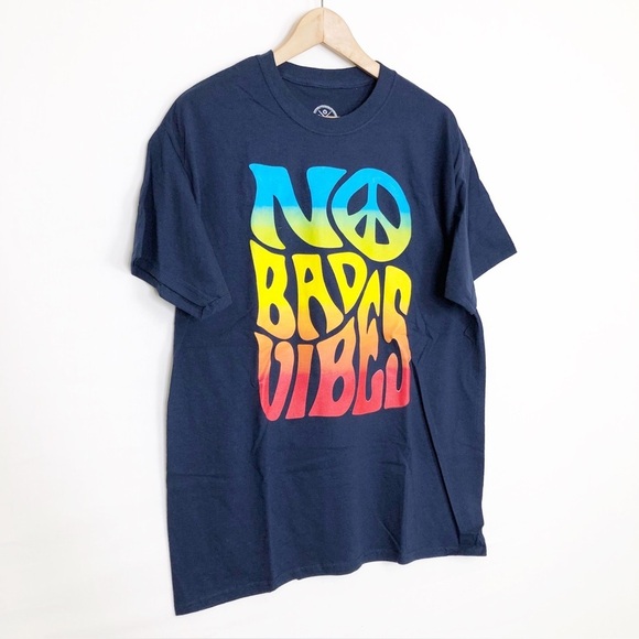 No bad vibes navy blue graphic print T-shirt - Picture 6 of 8